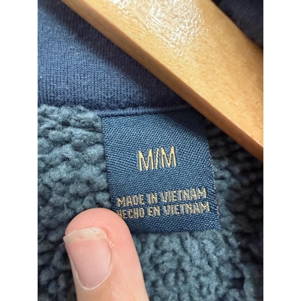Freedom Foundry Mens Waffle Knit Sherpa Lined Shirt Jacket Blue Medium
